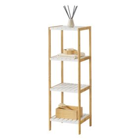 Etagère de rangement Balsfjord 33 x 34 x 110 cm Bambou Blanc en.casa