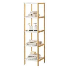 Etagère de rangement Balsfjord 33 x 34 x 140 cm Bambou Blanc en.casa