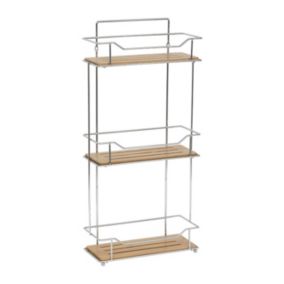 Etagère de rangement à poser ou à fixer 3 niveaux en Métal et Bambou H 57 cm