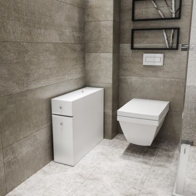 Etagère de rangement WC blanc L19 cm - CALENCIA