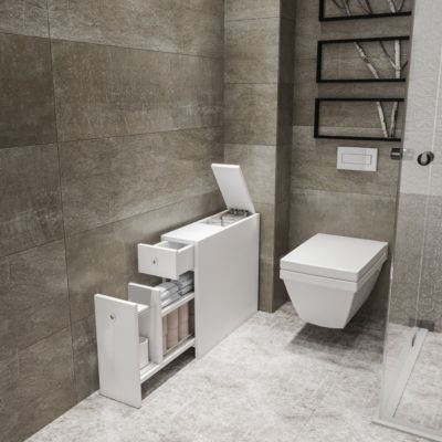 Etagère de rangement WC blanc L19 cm - CALENCIA