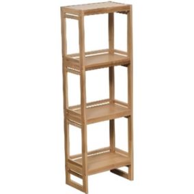 Etagère de salle de bain - Bambou - 4 niveaux - Aspect bois - 33x20x100 cm