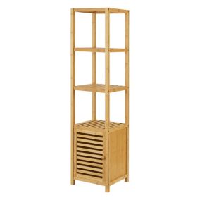 Etagère de salle de bain Liminka à 4 niveaux avec porte 140 x 34 x 33 cm en.casa