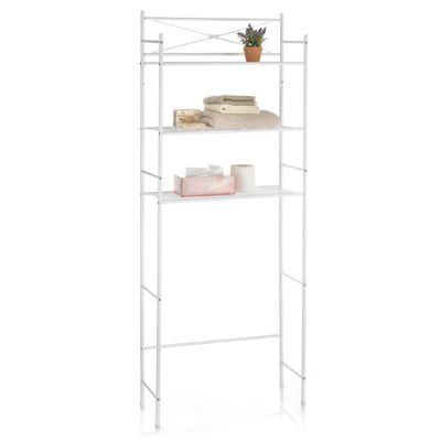 Etagère de salle de bain MARSA meuble de rangement au-dessus des toilettes wc ou lave-linge avec 3 tablettes, en métal laqué blanc