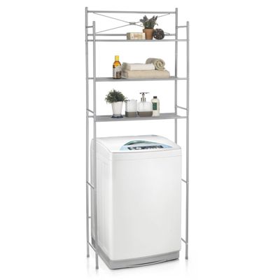 Etagère de salle de bain MARSA meuble de rangement au-dessus des toilettes wc ou lave-linge avec 3 tablettes, en métal laqué gris