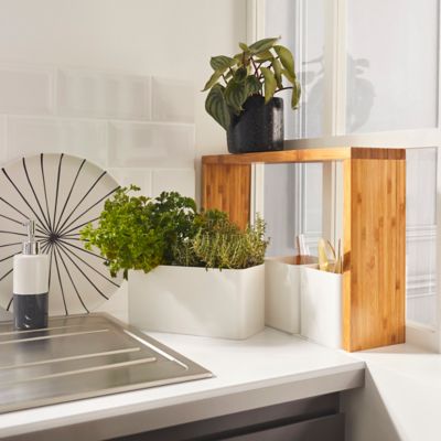 etagere et boite de rangement goodhome budu bambou castorama