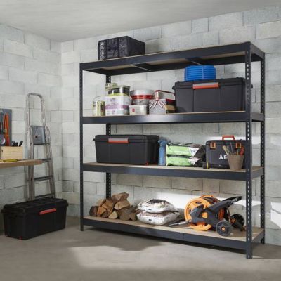 etagere haute acier et bois xxl l 200 x h 200 x p 60 cm castorama