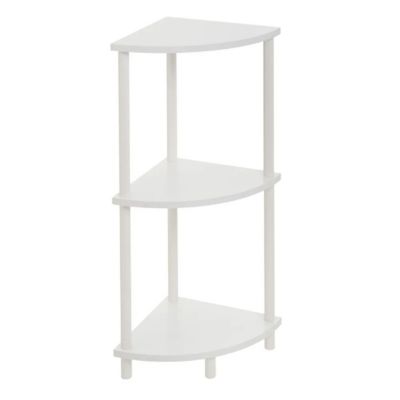 Etagère meuble d'angle à 3 niveaux coloris blanc - Longueur 30 x Largeur 30 x Hauteur 76 cm