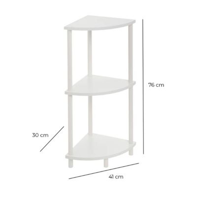 Etagère meuble d'angle à 3 niveaux coloris blanc - Longueur 30 x Largeur 30 x Hauteur 76 cm