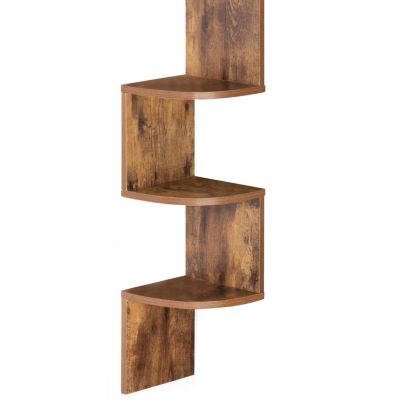 Lot De 5 étagères D'angle Murales Vasemouh En Bois Secteur Sculpté - Marron