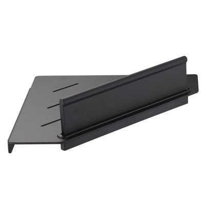 Etagère murale d'angle salle de bain douche et bain + raclette de douche intégrée, 2 points de fixation vis, DA909, Noir mat