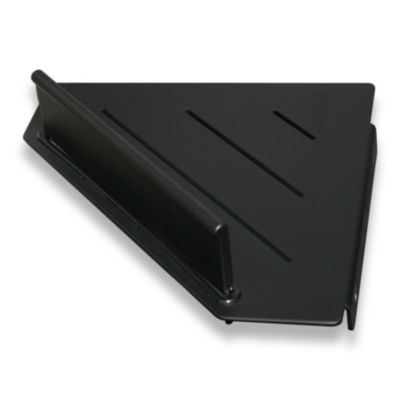 Etagère murale d'angle salle de bain douche et bain + raclette de douche intégrée, 2 points de fixation vis, DA909, Noir mat