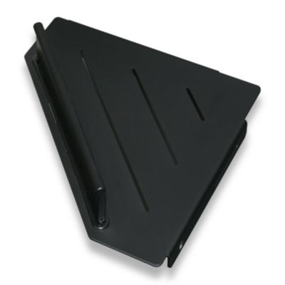 Etagère murale d'angle salle de bain douche et bain + raclette de douche intégrée, 2 points de fixation vis, DA909, Noir mat