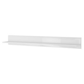 Etagère murale design 180cm coloris blanc mat et blanc brillant. Collection BREDA.
