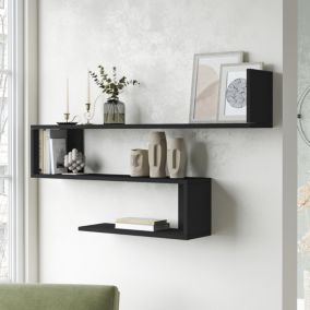 Etagère murale Kitee à 3 niveaux 71,5 x 120 x 14,5 cm noir en.casa