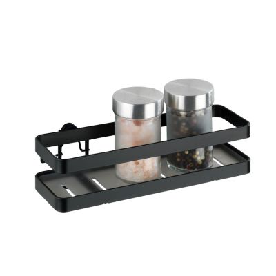 Etagère murale porte épices 4 pots Noir, L. 22 x l. 7 x H. 5 cm, GALA