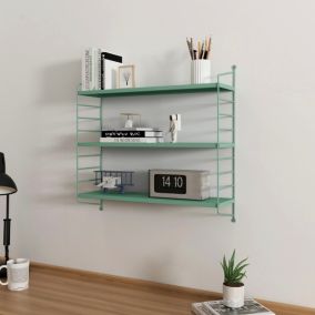Etagère murale Strängnäs à 3 niveaux modulables 50 x 60 x 15 cm vert pastel mat en.casa