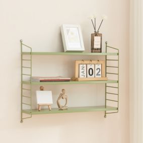 Etagère murale Strängnäs à 3 niveaux modulables 50 x 60 x 15 vert olive mat en.casa