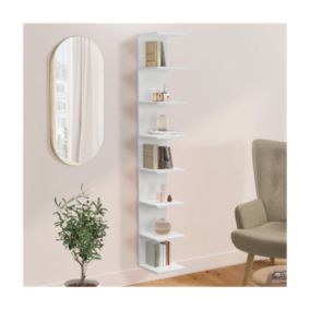 Etagère murale suspendue double position CHIARA 8 étagères blanc 190 cm