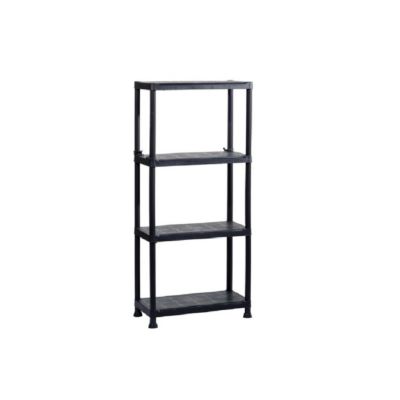 Etagère résine noire 4 tablettes L61xP31xH131cm Charge 30kg par étage ITOOLS