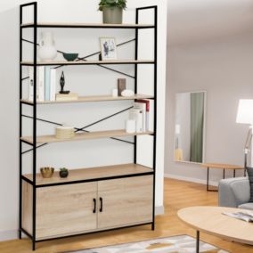 Etagère XL 5 niveaux avec placard DETROIT design industriel 170 CM