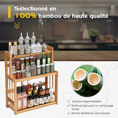 Rack à épices rotatif bambou X12
