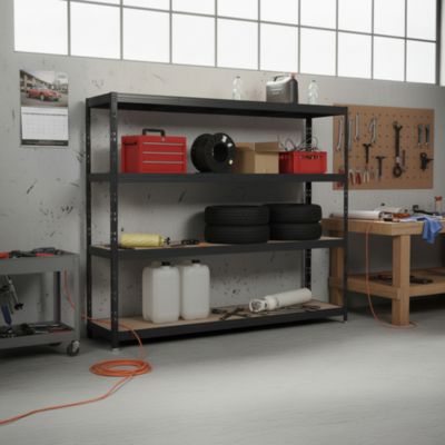 Étagère acier époxy XXL 4 tablettes l.237 x H.200 x P.60 cm
