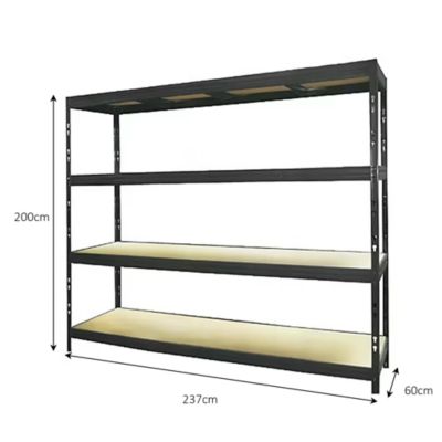 Étagère acier époxy XXL 4 tablettes l.237 x H.200 x P.60 cm