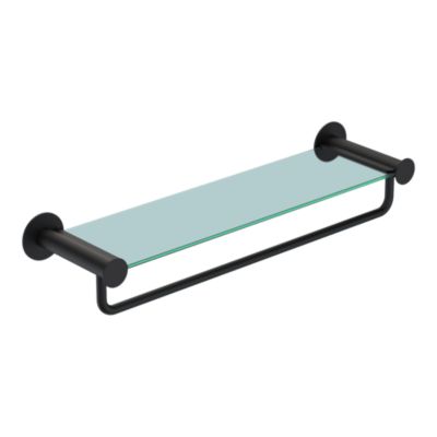 Étagère avec porte-serviettes en verre et acier inoxydable noir H.40 cm Cavally GoodHome