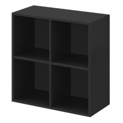 Etagère bibliothèque carrée noir GoodHome Atomia H. 75 x L. 75 x P. 35 cm