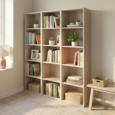 Etagère bibliothèque effet chêne GoodHome Atomia H. 187,5 x L. 150 x P. 35 cm