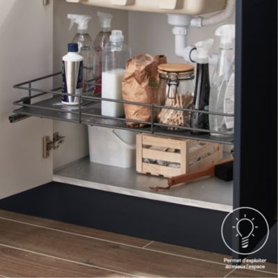 Etagère coulissante pour meuble sous évier GoodHome Pebre 80 cm