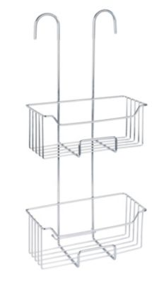Etagère de douche à suspendre en acier inoxydable argenté, 2 paniers, l.25 x H.55 x P.14 cm, Wenko Milo