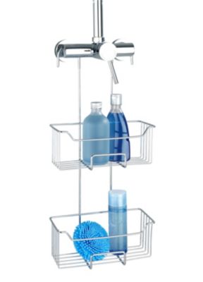 Etagère de douche à suspendre en acier inoxydable argenté, 2 paniers, l.25 x H.55 x P.14 cm, Wenko Milo