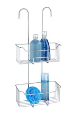 Etagère de douche à suspendre en acier inoxydable argenté, 2 paniers, l.25 x H.55 x P.14 cm, Wenko Milo