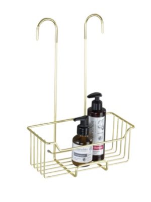 Etagère de douche à suspendre en acier inoxydable doré, l.25 x H.36 x P.14 cm, Wenko Milo