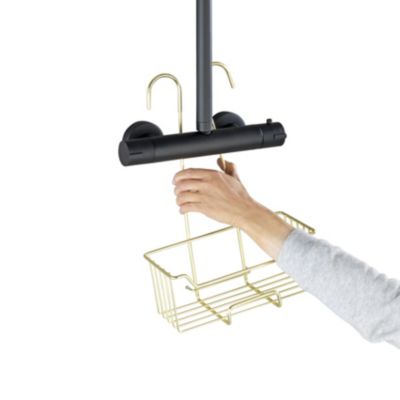 Etagère de douche à suspendre en acier inoxydable doré, l.25 x H.36 x P.14 cm, Wenko Milo