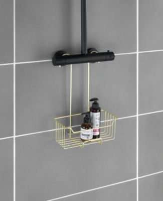 Etagère de douche à suspendre en acier inoxydable doré, l.25 x H.36 x P.14 cm, Wenko Milo