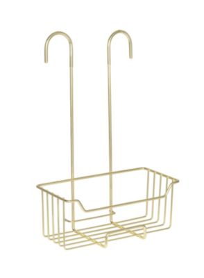 Etagère de douche à suspendre en acier inoxydable doré, l.25 x H.36 x P.14 cm, Wenko Milo