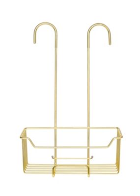 Etagère de douche à suspendre en acier inoxydable doré, l.25 x H.36 x P.14 cm, Wenko Milo