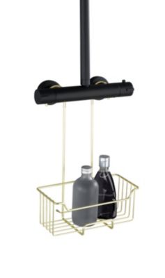 Etagère de douche à suspendre en acier inoxydable doré, l.25 x H.36 x P.14 cm, Wenko Milo