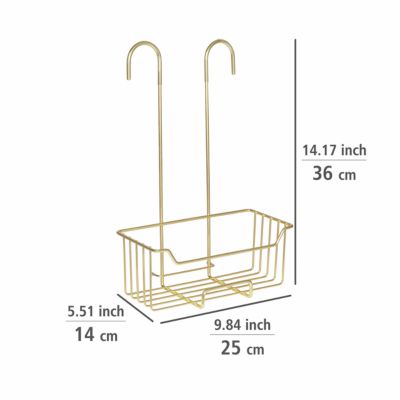 Etagère de douche à suspendre en acier inoxydable doré, l.25 x H.36 x P.14 cm, Wenko Milo