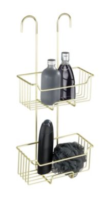Etagère de douche à suspendre en acier inoxydable doré, l.25 x H.55 x P.14 cm, Wenko Milo