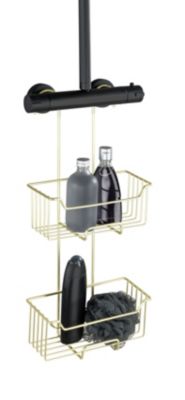 Etagère de douche à suspendre en acier inoxydable doré, l.25 x H.55 x P.14 cm, Wenko Milo