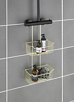 Etagère de douche à suspendre en acier inoxydable doré, l.25 x H.55 x P.14 cm, Wenko Milo