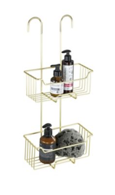 Etagère de douche à suspendre en acier inoxydable doré, l.25 x H.55 x P.14 cm, Wenko Milo