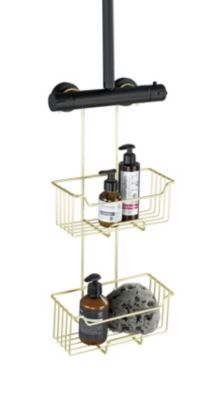 Etagère de douche à suspendre en acier inoxydable doré, l.25 x H.55 x P.14 cm, Wenko Milo