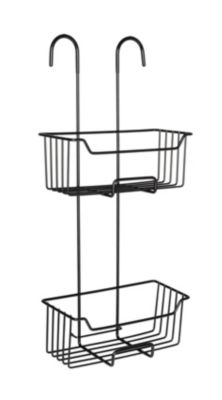 Etagère de douche à suspendre en acier inoxydable noir, l.25 x H.55 x P.14 cm, Wenko Milo