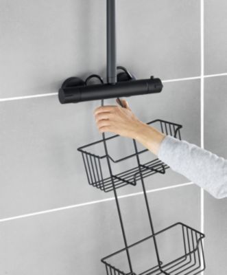 Etagère de douche à suspendre en acier inoxydable noir, l.25 x H.55 x P.14 cm, Wenko Milo
