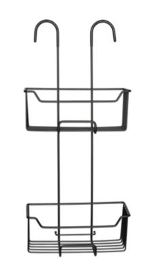 Etagère de douche à suspendre en acier inoxydable noir, l.25 x H.55 x P.14 cm, Wenko Milo